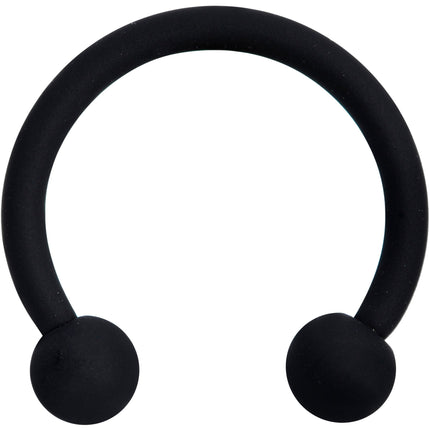 16G 3/8 Beauteous Black Matte Horseshoe Circular Barbell