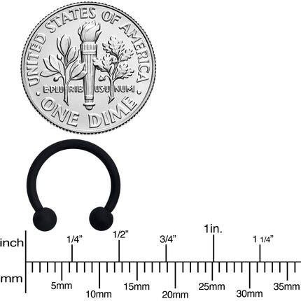 16G 3/8 Beauteous Black Matte Horseshoe Circular Barbell