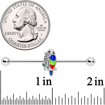 14G Clear Gem Tropical Parrot Bird Industrial Barbell 38mm