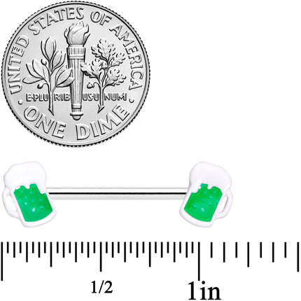 14G 9/16 Green Beer St Patricks Horseshoe Barbell Nipple Set of 4