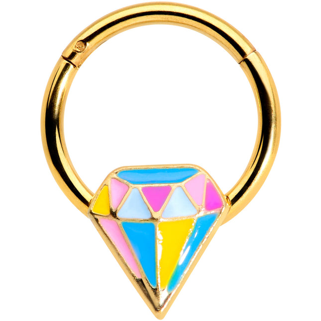 16G 3/8 Gold Tone Geologist Prize Hinged Segment Ring