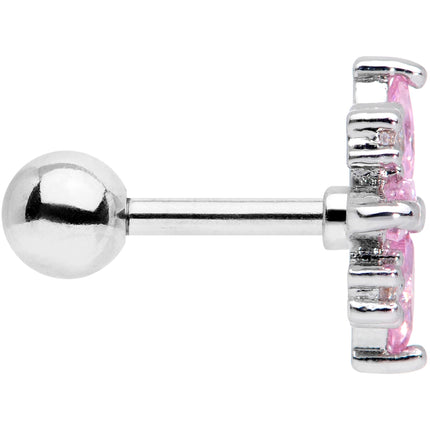 16G 1/4 Clear Pink CZ Gem Star Burst Cartilage Tragus