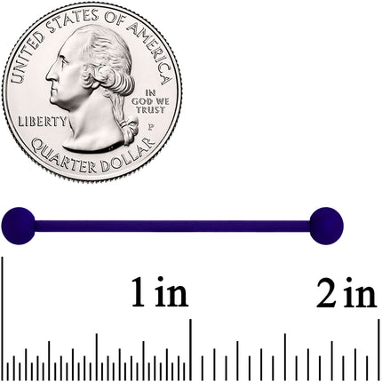 14G Natty Navy Blue Matte Industrial Barbell 38mm