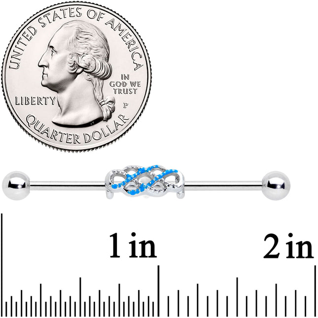14G Clear Gem Blue Celtic Knot Industrial Barbell 38mm