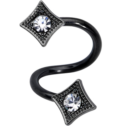 Clear Gem Black Sandblasted Spiral Circle Belly Ring Set of 3
