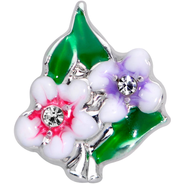 16G 1/4 Clear Gem Fanciful Flowers Cartilage Tragus Earring