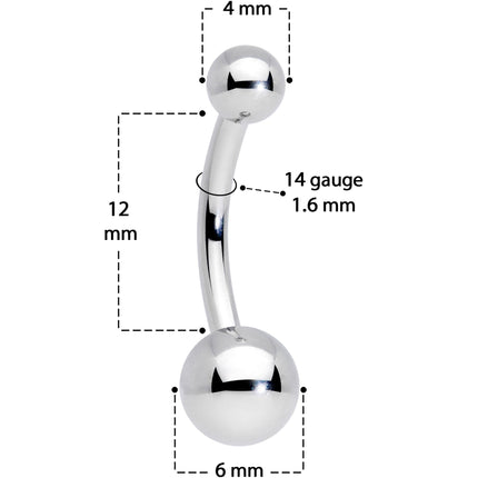 14G 3/8 Grade 23 Small Ball Titanium Belly Ring Curved Barbell
