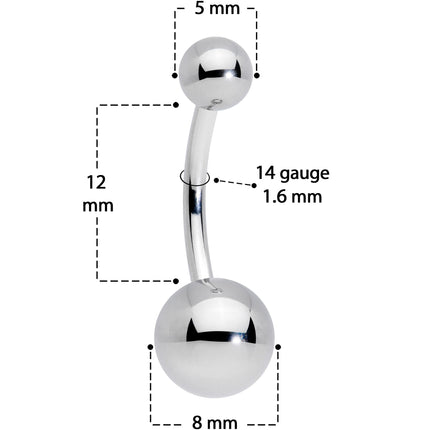 14G 7/16 Grade 23 Titanium Belly Ring Curved Barbell