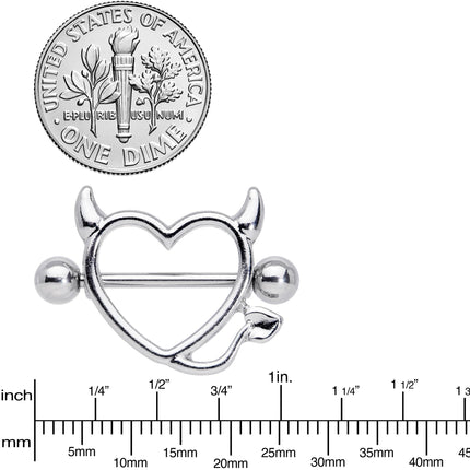 14G 5/8 Devil Heart Valentine Nipple Shield Set