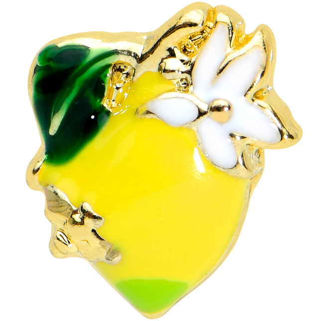 16G 1/4 Gold Tone Bee Flower Lemon Labret Monroe Tragus