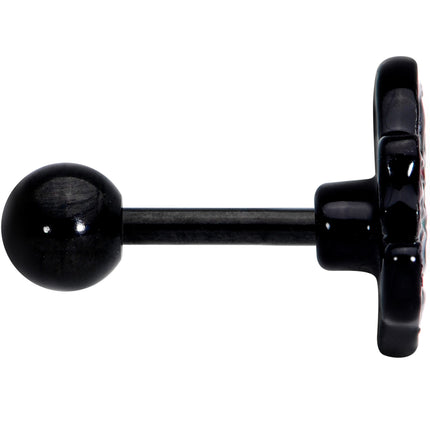 16G 1/4 Black Watermelon Sloth Cartilage Tragus Earring