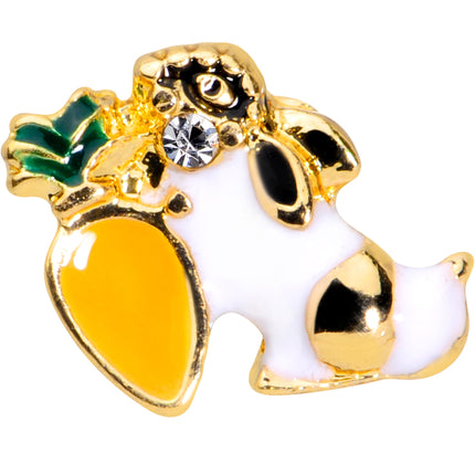 16G 5/16 Clear Gem Gold Tone Carrot Bunny Labret Monroe Tragus
