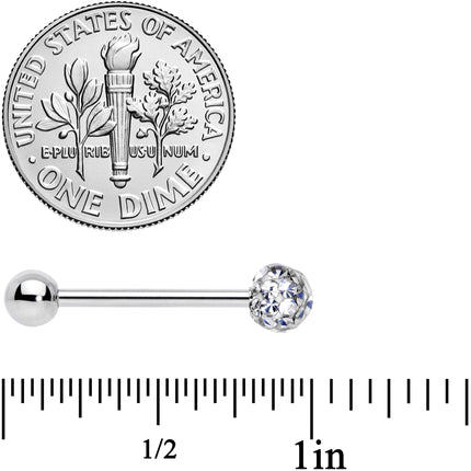 Clear Gem Disco Ball Internally Threaded Barbell Tongue Ring