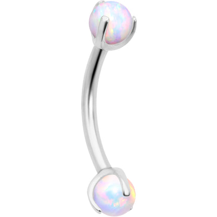 16G 5/16 White Synthetic Opal Internally Threaded Eyebrow Ring