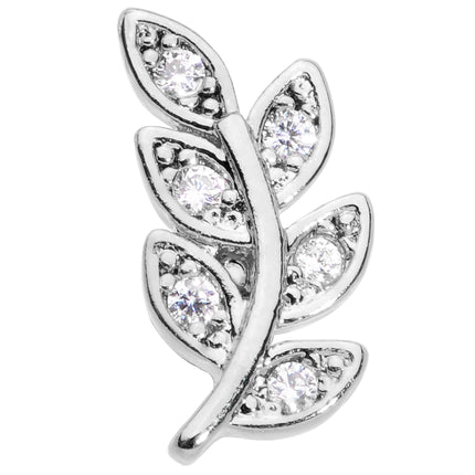 16G 1/4 Clear CZ Gem Leaf Internally Threaded Labret Tragus
