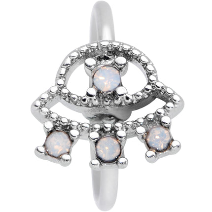 20G 5/16 White Faux Opal UFO Nose Hoop