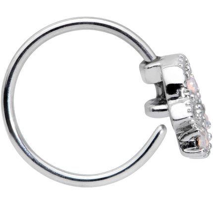 20G 5/16 White Faux Opal UFO Nose Hoop