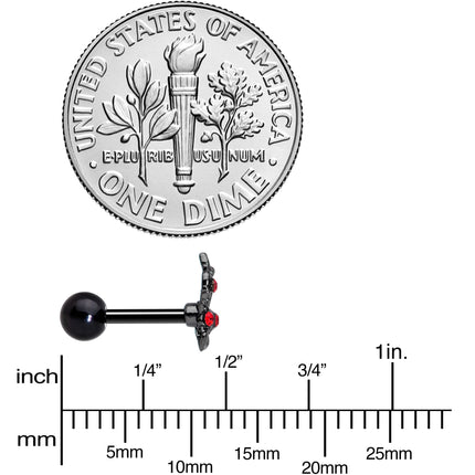 16G 1/4 Red Gem Black Skeleton Hand Halloween Cartilage Tragus