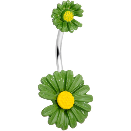 Green Double Flower Double Mount Belly Ring