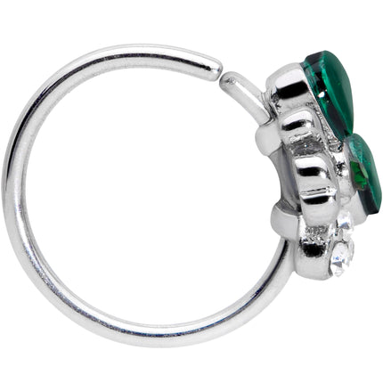 20G 5/16 Clear Green Gem Shamrock St Patricks Day Nose Hoop