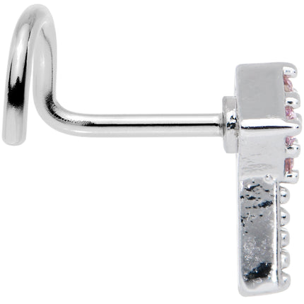 20G 7mm Pink Gem Open Key Left Nose Screw