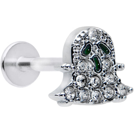16G 5/16 Clear Gem Scary Ghost Halloween Labret Monroe Tragus