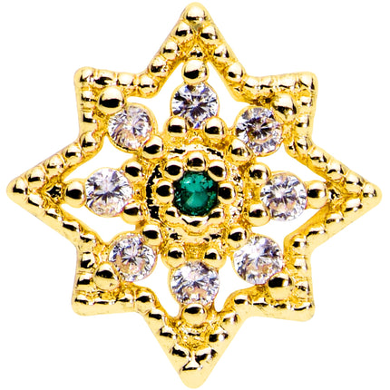 16G 1/4 Green Gem Gold Tone Evening Star Labret Monroe Tragus