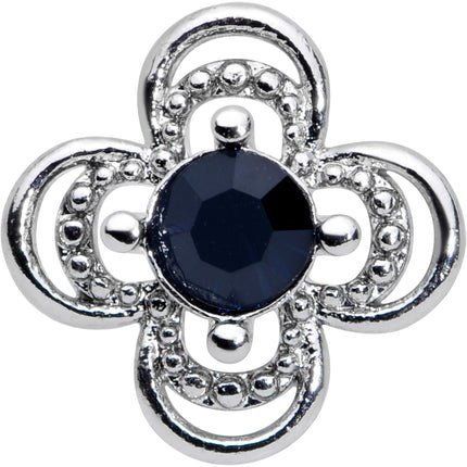 16G 5/16 Blue Gem Stylized Deco Cross Labret Monroe Tragus