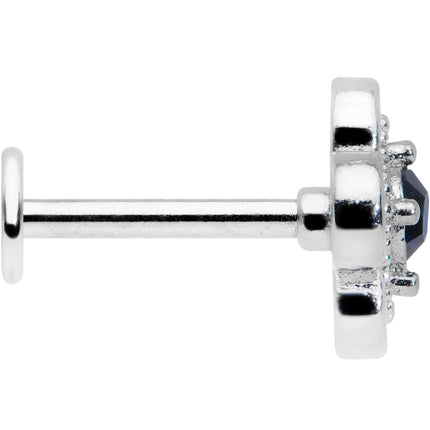 16G 5/16 Blue Gem Stylized Deco Cross Labret Monroe Tragus