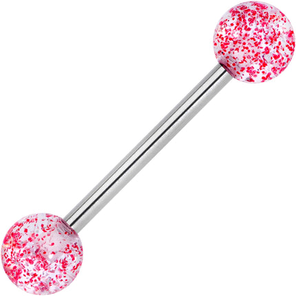 Grade 23 Titanium Red Glitter Ball Barbell Tongue Ring