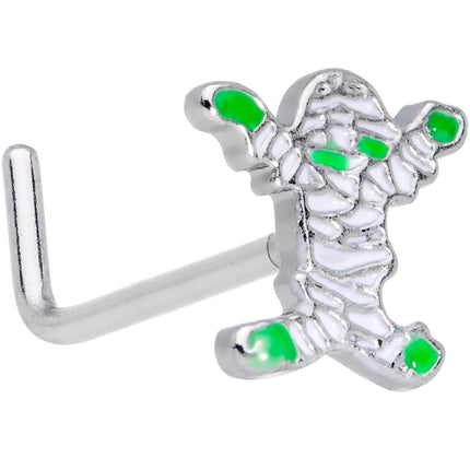 20G 7mm Green Mummy Halloween L Shaped Nose Ring