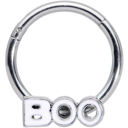 16G 3/8 White Boo Halloween Hinged Segment Ring