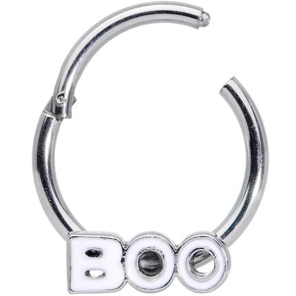 16G 3/8 White Boo Halloween Hinged Segment Ring