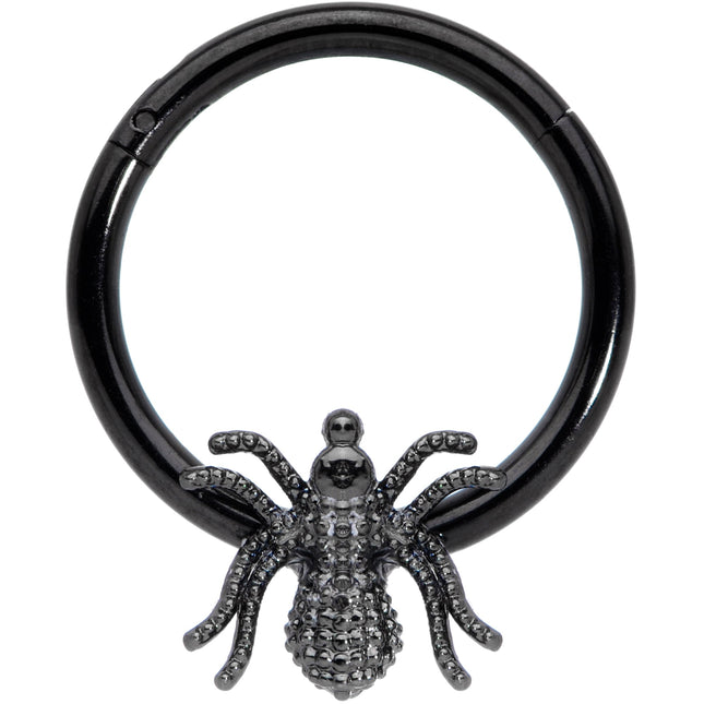 16G 3/8 Black Creepy Insect Halloween Hinged Segment Ring