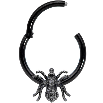 16G 3/8 Black Creepy Insect Halloween Hinged Segment Ring