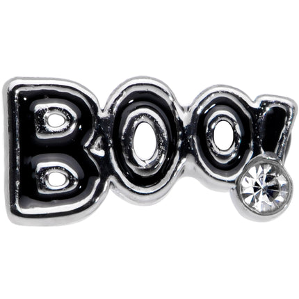 20G 1/4 Clear Gem Black Boo Halloween Nose Bone