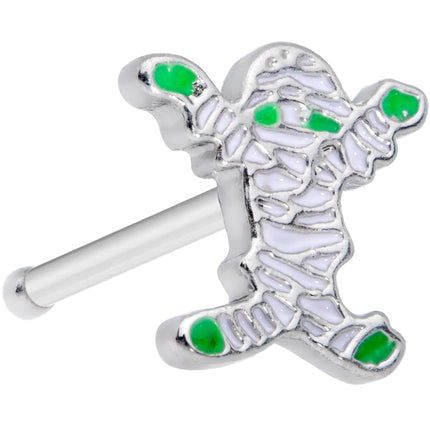 20G 7mm Green Mummy Halloween Nose Bone