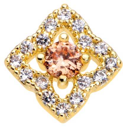 16G 5/16 Clear CZ Gem Gold Tone Rhombus Labret Monroe Tragus