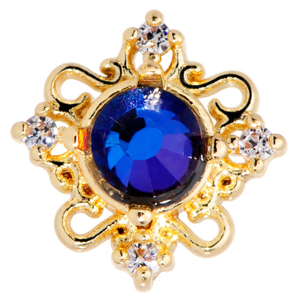 16G 5/16 Purple Tourmaline Gold Tone Filigree Labret Tragus