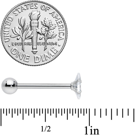 Clear CZ Gem Oval Top Barbell Tongue Ring