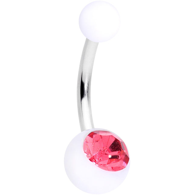 Clear Pink Gem Flower Belly Ring Set of 3
