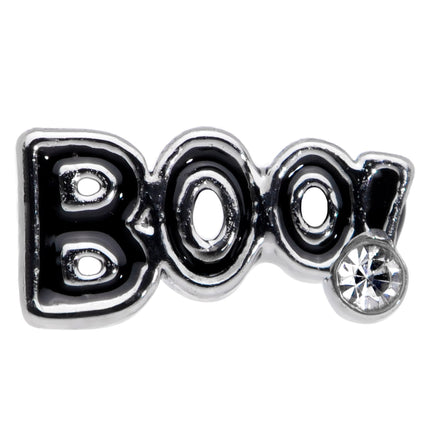20G 7mm Clear Gem Black Boo Halloween L Shaped Nose Ring