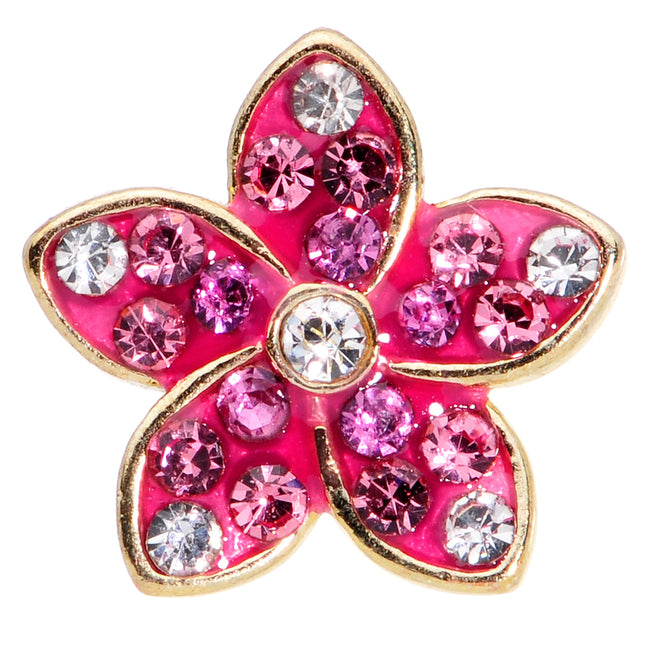 16G 1/4  Purple Gem Gold Tone Fabulous Flower Cartilage Tragus