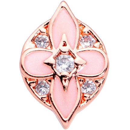 20G 1/4 Clear Gem Rose Gold Tone Pink Cross Nose Bone
