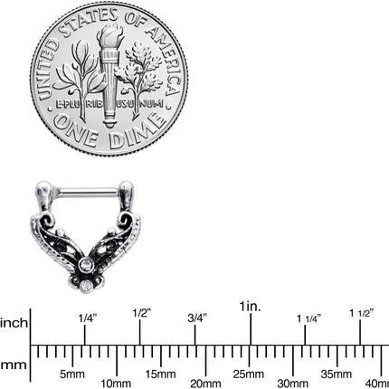 16G 3/8 Clear Gem Scrollwork Cartilage Clicker
