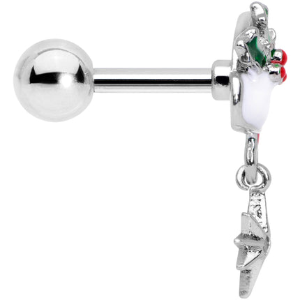 16G 1/4 Clear Gem Jolly Santa Hat Christmas Cartilage Tragus