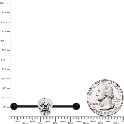 14G Black Skull Halloween Industrial Barbell 38mm
