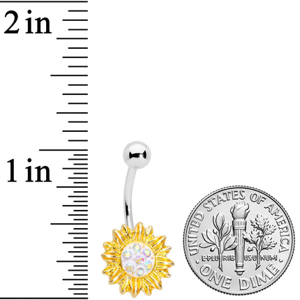 Aurora Gem Scintillating Sunflower Belly Ring