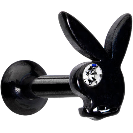 16G 1/4 Licensed Playboy Clear CZ Black Internal Thread Labret