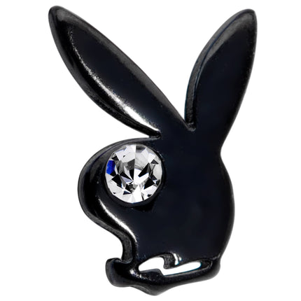16G 1/4 Licensed Playboy Clear CZ Black Internal Thread Labret
